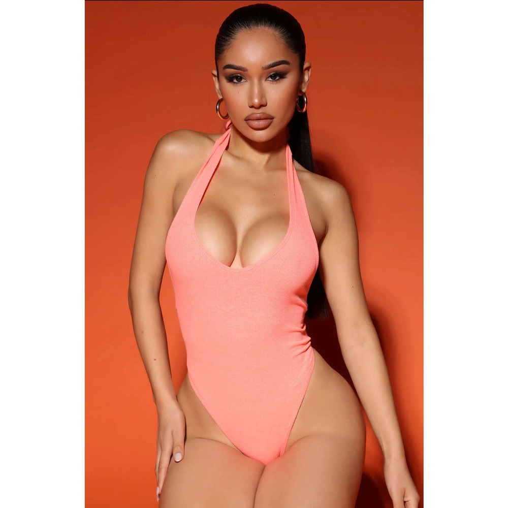 BODYSUIT TOP NEON ORANGE NWT